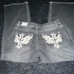 Disclosure Gray Wide Leg Jeans with Embroidery-NWT